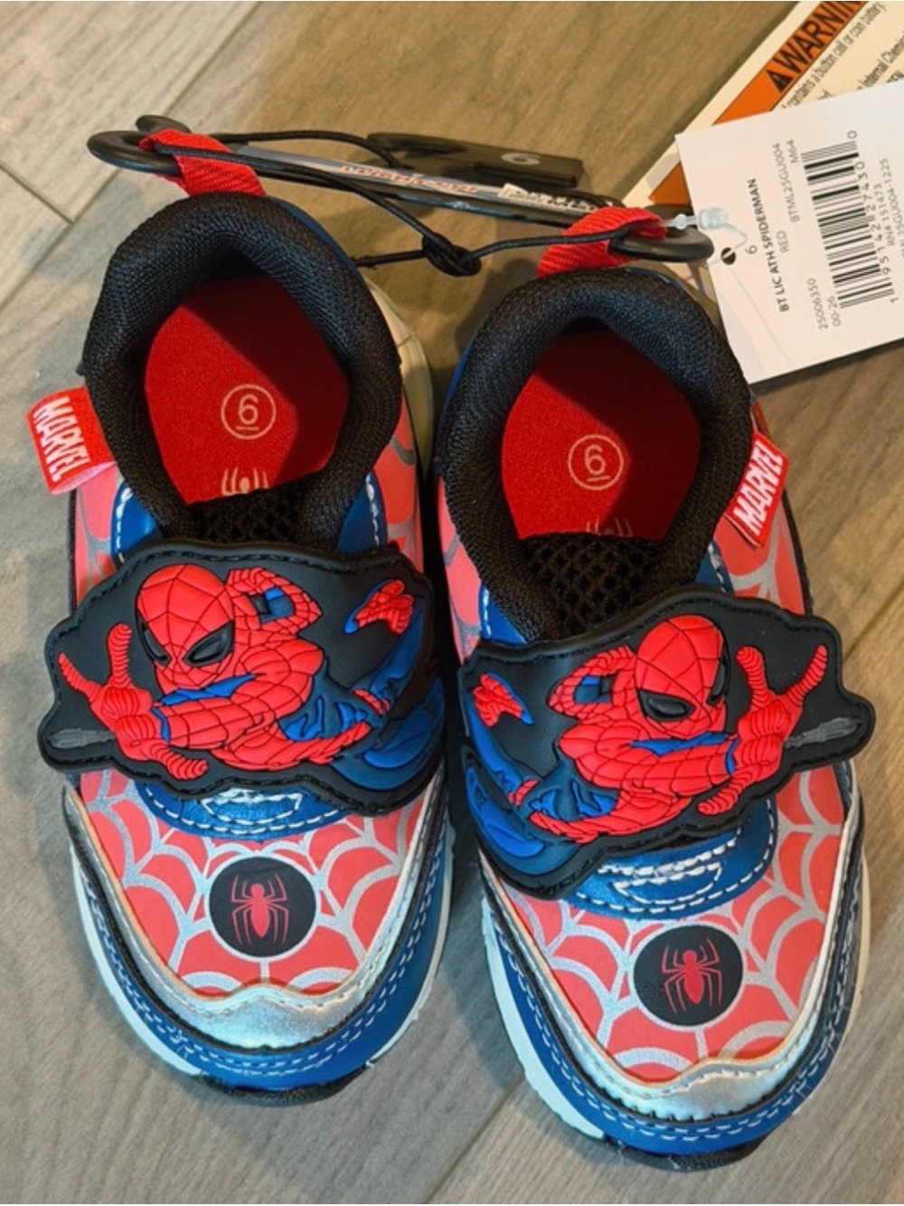 Kids' Spider-Man Red & Blue Light-Up Sneakers - Size 6